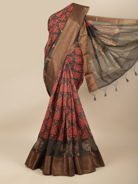 

Pothys Black & Red Ethnic Motifs Zari Pure Cotton Saree