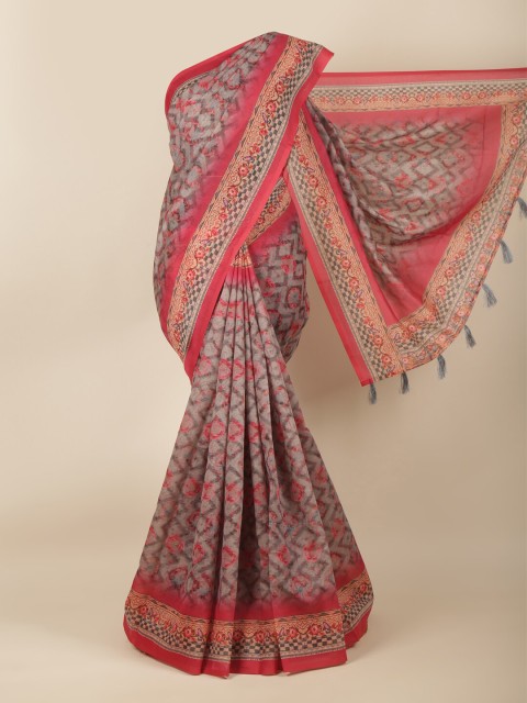 

Pothys Grey & Magenta Ethnic Motifs Saree