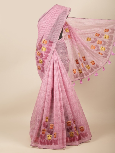 

Pothys Pink Striped Supernet Saree