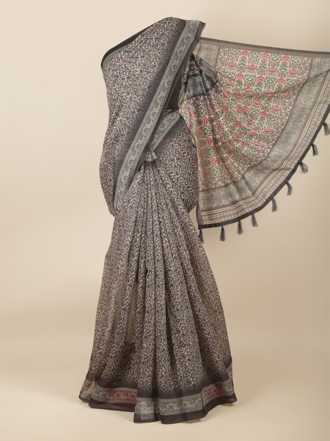 

Pothys Grey & Red Batik Saree