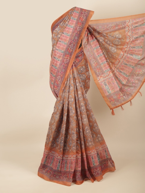 

Pothys Mustard Yellow & Blue Kalamkari Saree