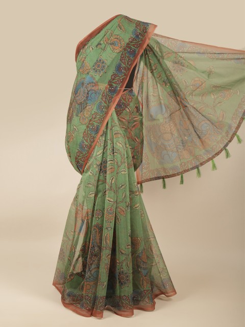 

Pothys Green & Red Kalamkari Saree