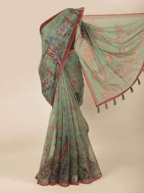 

Pothys Green & Red Kalamkari Saree