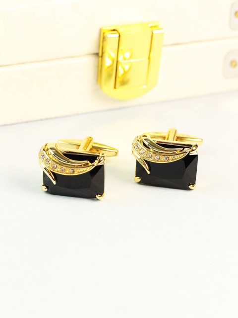 

Tossido Black & Gold-Toned Contemporary Metal Cufflink