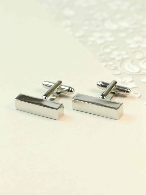 

Tossido Men Silver Rectangle Metal Cufflink