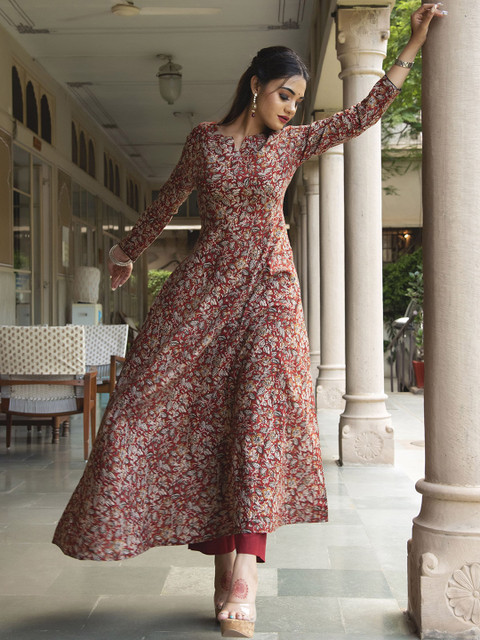 

Zanani INDIA Women Brown Pure Cotton Kurta with Palazzos & With Dupatta
