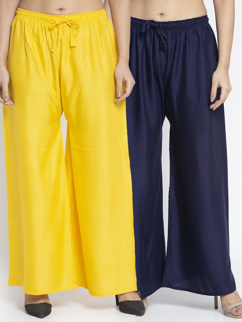 

Jinfo Women Yellow & Black Set of 2 Solid Palazzo