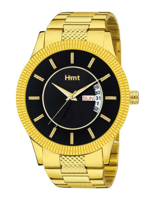 

HAMT Men Black Patterned Dial & Gold Toned Bracelet Style Straps Analogue Watch HT-GR016-BLK-GLD