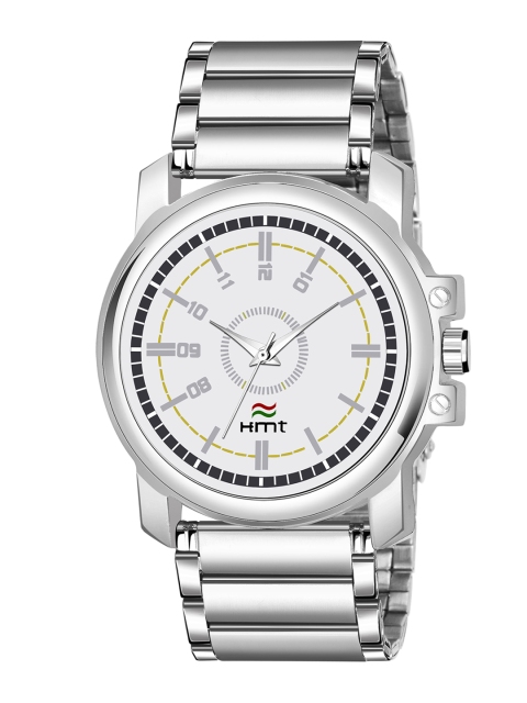 

HAMT Men White Embellished Dial & Silver Toned Stainless Steel Bracelet Style Straps Analogue Watch