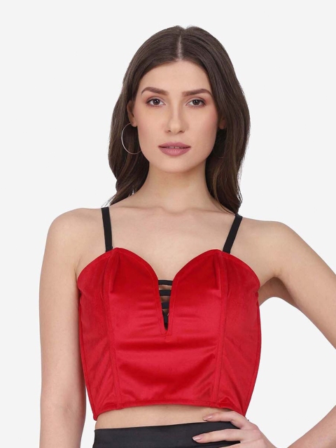 

Da Intimo Red & Black Bralette Bra Underwired Lightly Padded