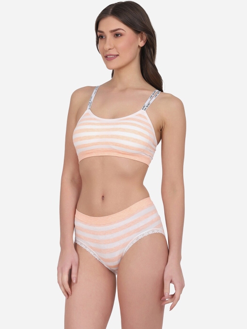 

PRETTYBOLD Women Orange & White Striped Lingerie Set PB-31 ORANGE-C22