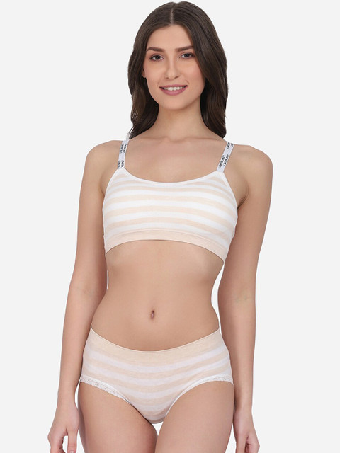 

PRETTYBOLD Woman Beige Striped Lingerie Set- PB-31 BEIGE-C22