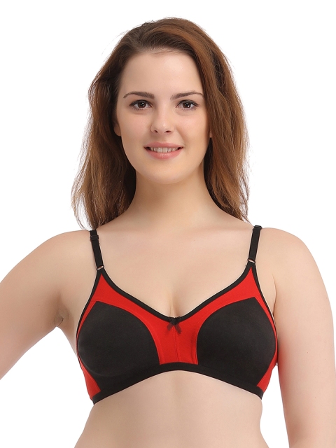 

Clovia Black & Red Full-Coverage Bra BR0349A13