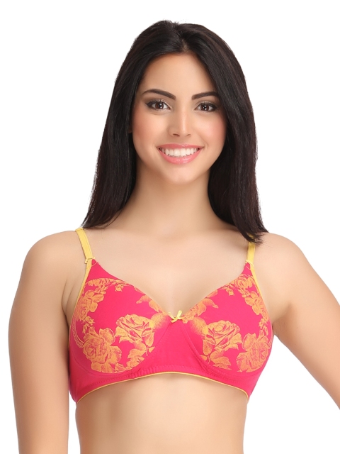 

Clovia Pink & Yellow Printed Padded T-shirt Bra BR0710P14