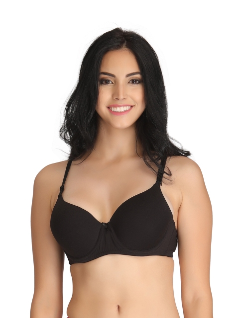 

Clovia Black Medium-Coverage T-shirt Bra BR0711P13