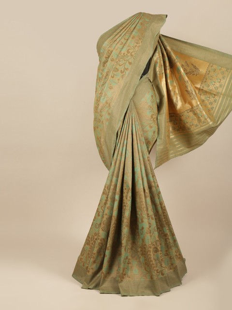 

Pothys Green & Brown Woven Design Zari Jute Silk Saree