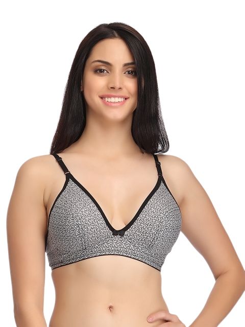 

Clovia Grey Printed Medium-Coverage Plunge Bra BR0735P01