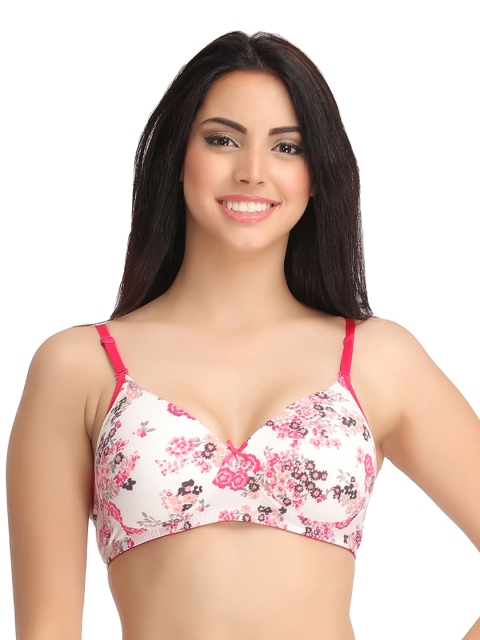 

Clovia White Printed Padded Bra With Detachable Straps BR0737P18