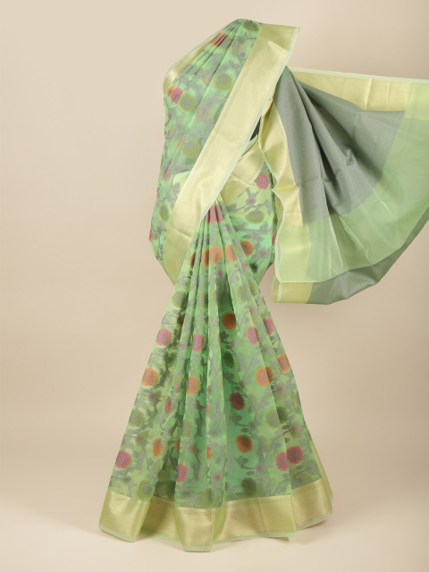 

Pothys Green Floral Woven Design Tissue Saree
