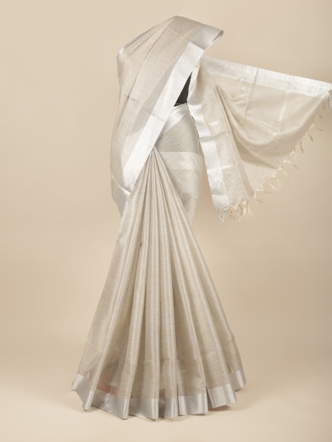 

Pothys Grey & Silver-Toned Solid Tissue Saree