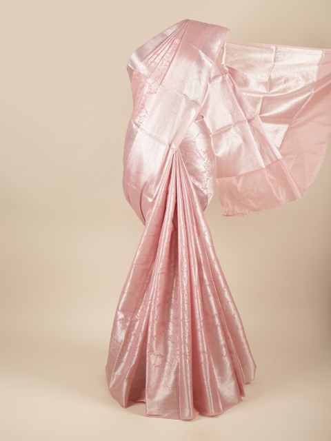 

Pothys Pink & Silver-Toned Woven Design Tissue Cotton Saree