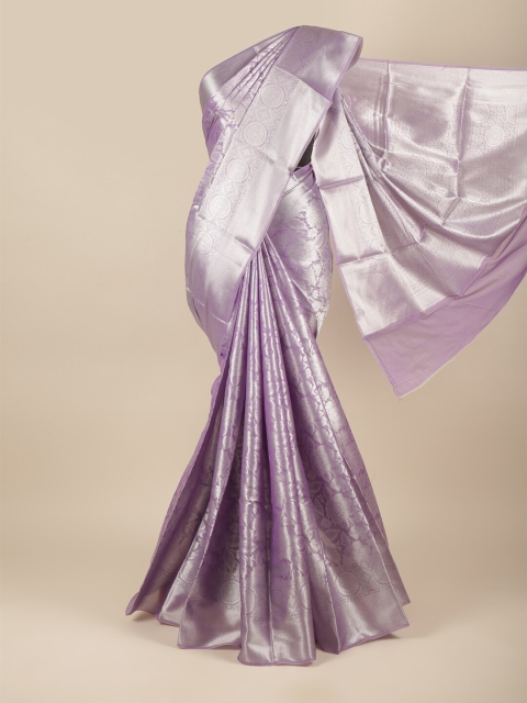 

Pothys Violet & Silver-Toned Woven Design Tissue Cotton Saree