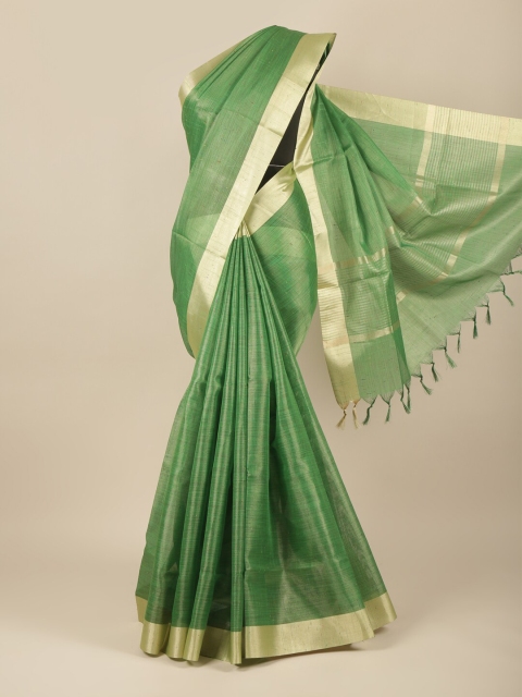 

Pothys Green & Gold-Toned Woven Design Tissue Saree