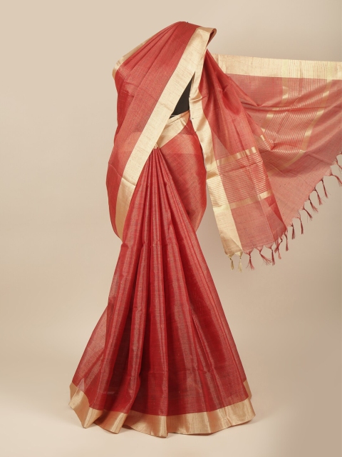 

Pothys Red & Gold-Toned Tissue Silk Saree