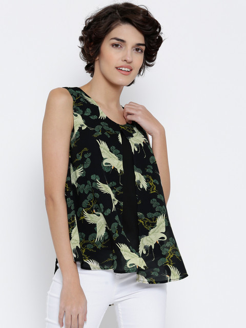 

Vero Moda Women Black Printed Layered Top