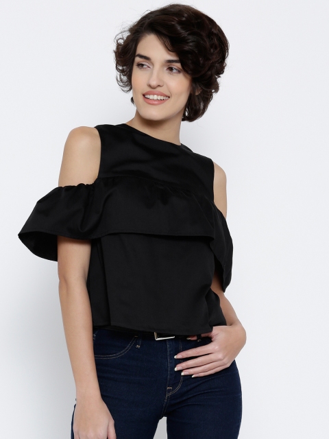 

Vero Moda Women Black Solid Cold Shoulder Top
