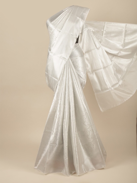 

Pothys Silver-Toned Woven Design Zari Tissue Saree