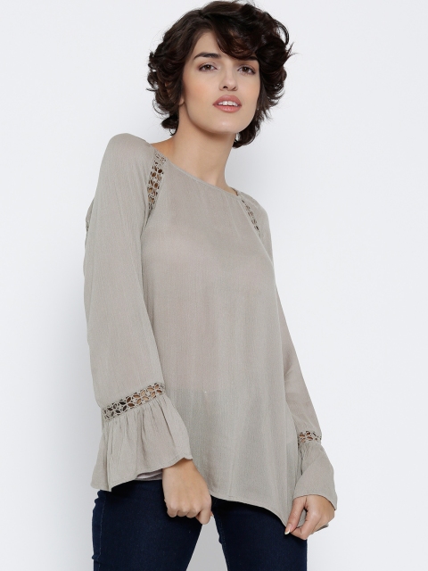 

Vero Moda Women Grey Crochet Detail Top