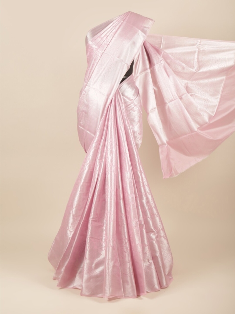 

Pothys Pink & Silver-Toned Woven Design Zari Tissue Saree