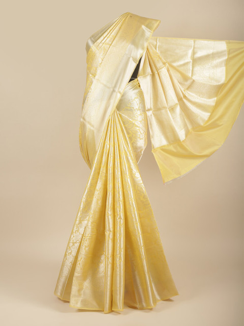 

Pothys Yellow & Silver-Toned Woven Design Zari Tissue Saree