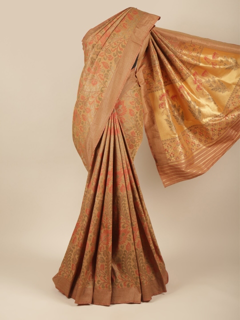 

Pothys Brown Floral Woven Design Zari Jute Silk Saree