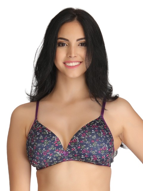 

Clovia Purple Printed Medium-Coverage Bra BR0792P1540B