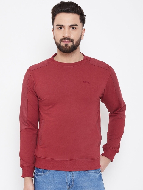 

JUMP USA Men Red Solid Sweatshirt