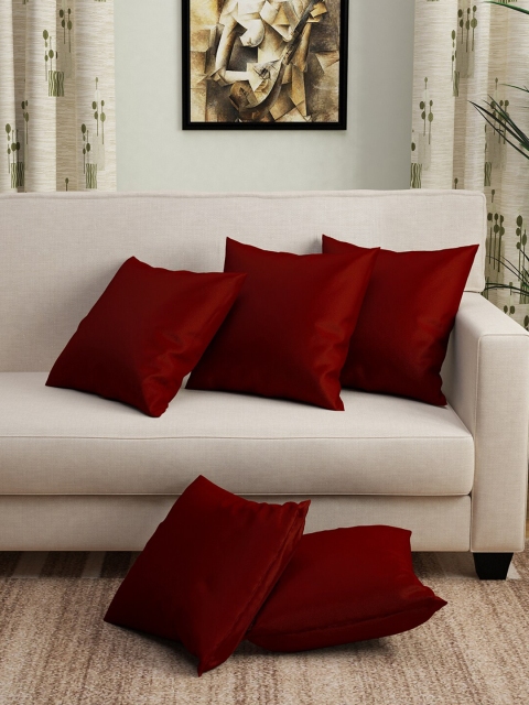 

Story@home Maroon Set of 5 Square Cushion Covers
