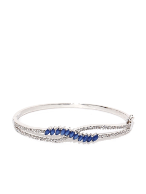 

Zaveri Pearls Silver-Toned Rhodium-Plated CZ Stone-Studded Bracelet