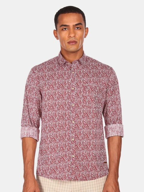 

Cherokee Men Red & White Printed Pure Cotton Casual Shirt
