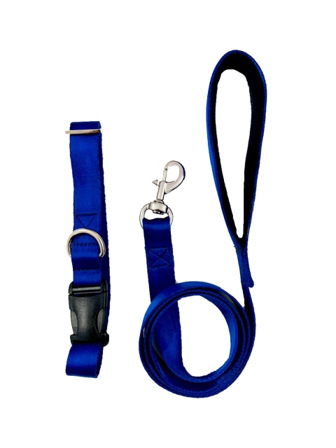 

WIGGLE TWIDDLE Blue Solid Dog Leash & Collar Set