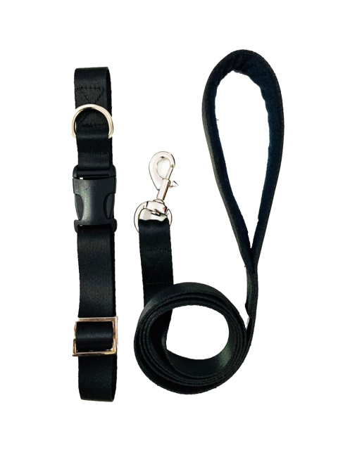 

WIGGLE TWIDDLE Black Solid Dog Leash & Collar Set
