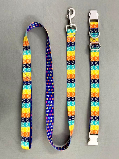 

WIGGLE TWIDDLE Yellow & Orange Graphic Printed Adjustable Leash For Dogs