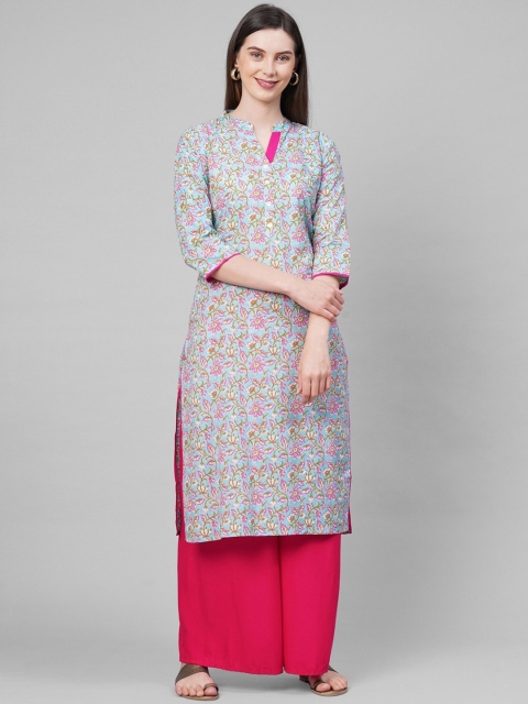 

GoSriKi Women Grey Floral Printed Cotton Kurta