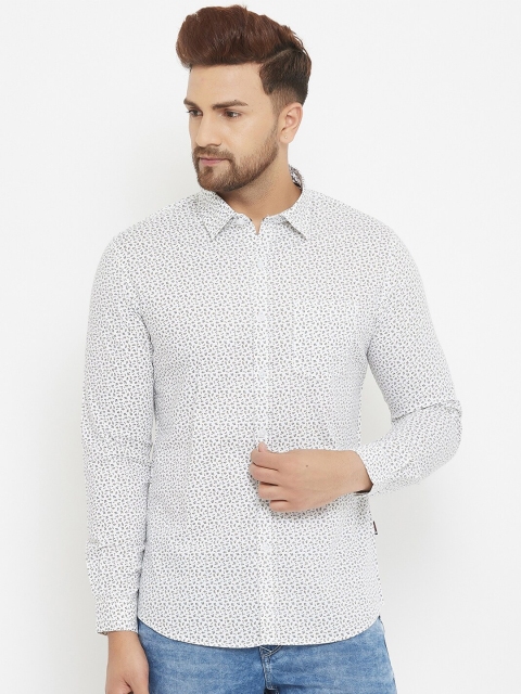 

Canary London Men White & Black Smart Slim Fit Printed Cotton Casual Shirt