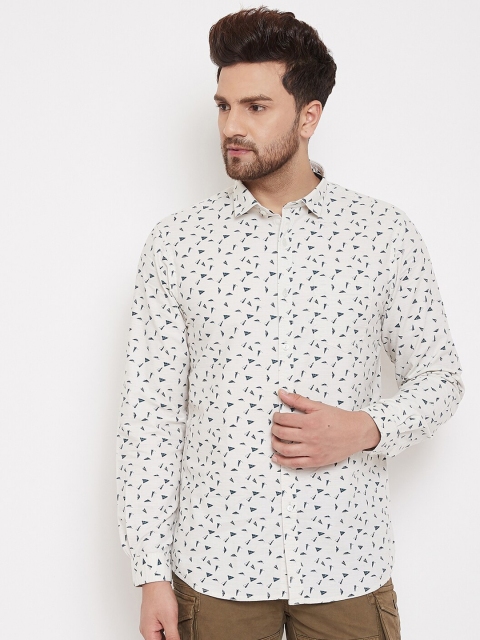 

Canary London Men Beige Smart Slim Fit Printed Casual Shirt
