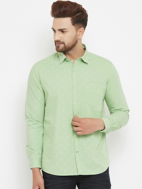 

Canary London Men Sea Green Smart Slim Fit Printed Cotton Casual Shirt