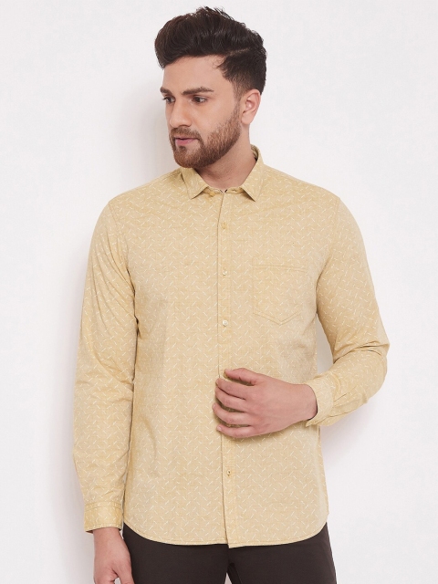 

Canary London Men Mustard Smart Slim Fit Printed Casual Shirt