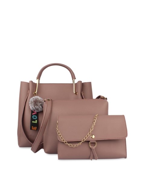 

MAMMON Pink Textured PU Structured Handheld Bag