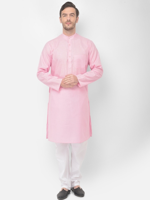 

SG LEMAN Men Peach-Coloured Pure Cotton Kurta with Churidar
